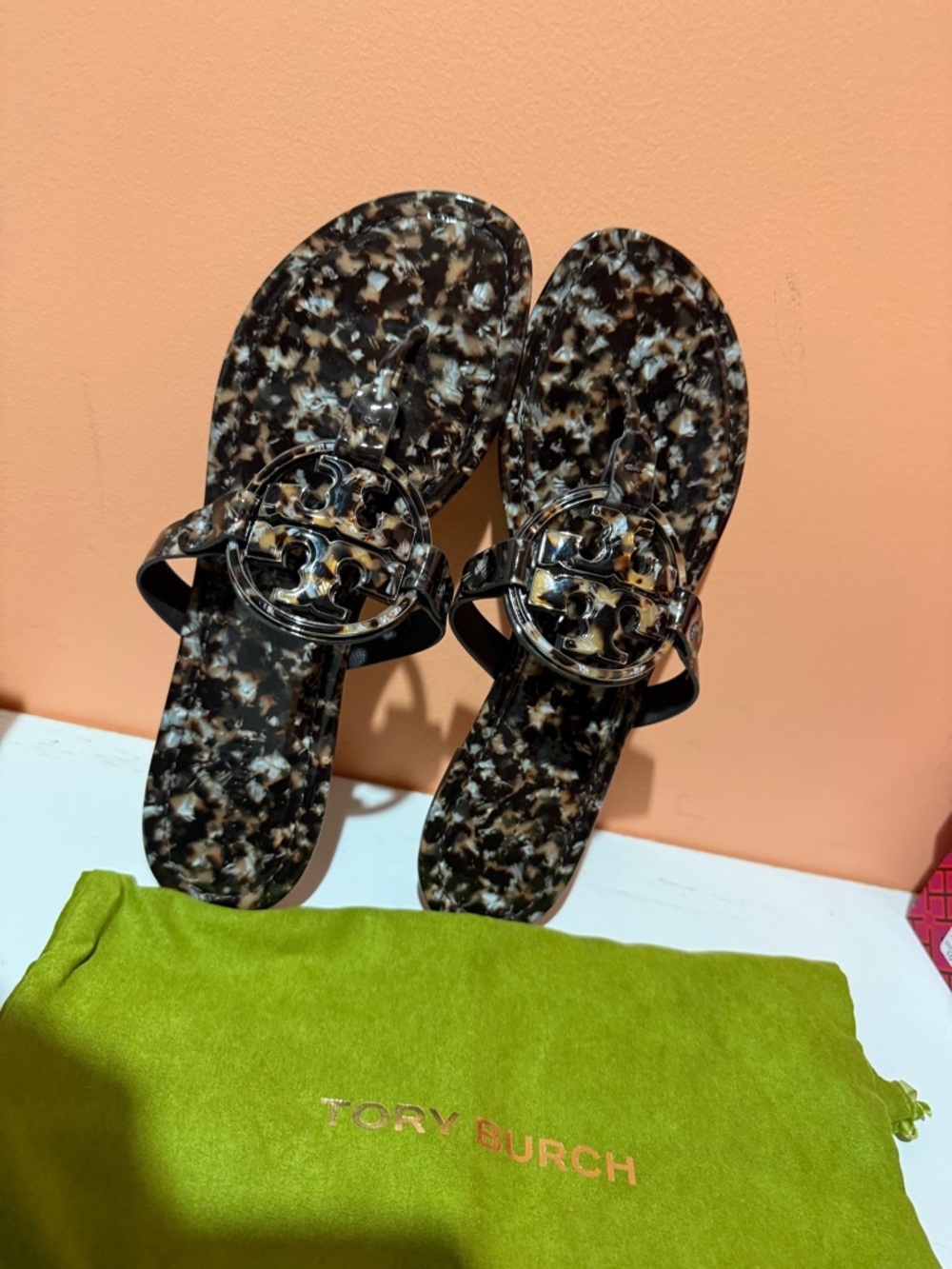 Tory Burch Tortoiseshell Pattern Miller Jelly Sandals